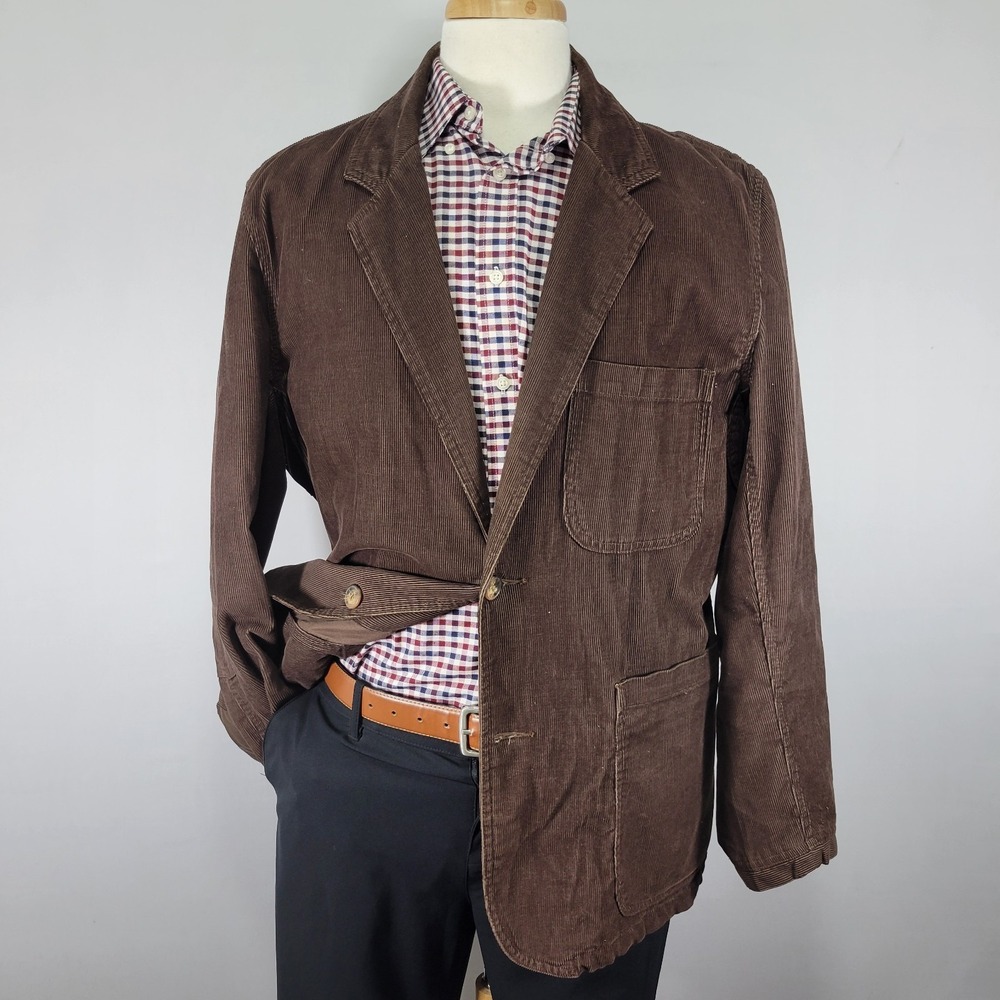 Duluth Trading Men's Sport Coat Blazer Two Button Brown Corduroy Cotton Large